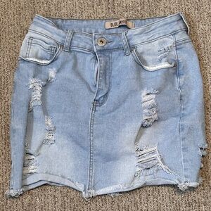 Blue Avvy Light Blue Ripped Mini Skirt